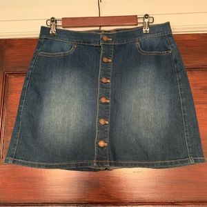 Wax Jean Button Front Denim Skirt